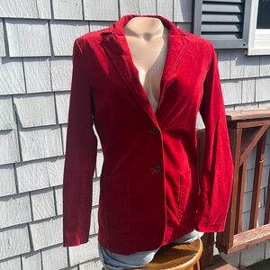 J.McLaughlin Size Small Red Cotton/Spandex Blazer Jacket- Velvet Feel- Lined